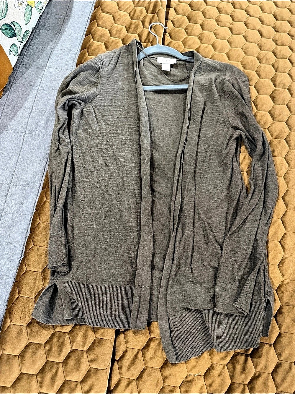 LOFT Open Front Cardigan in Brown Size Large Like New